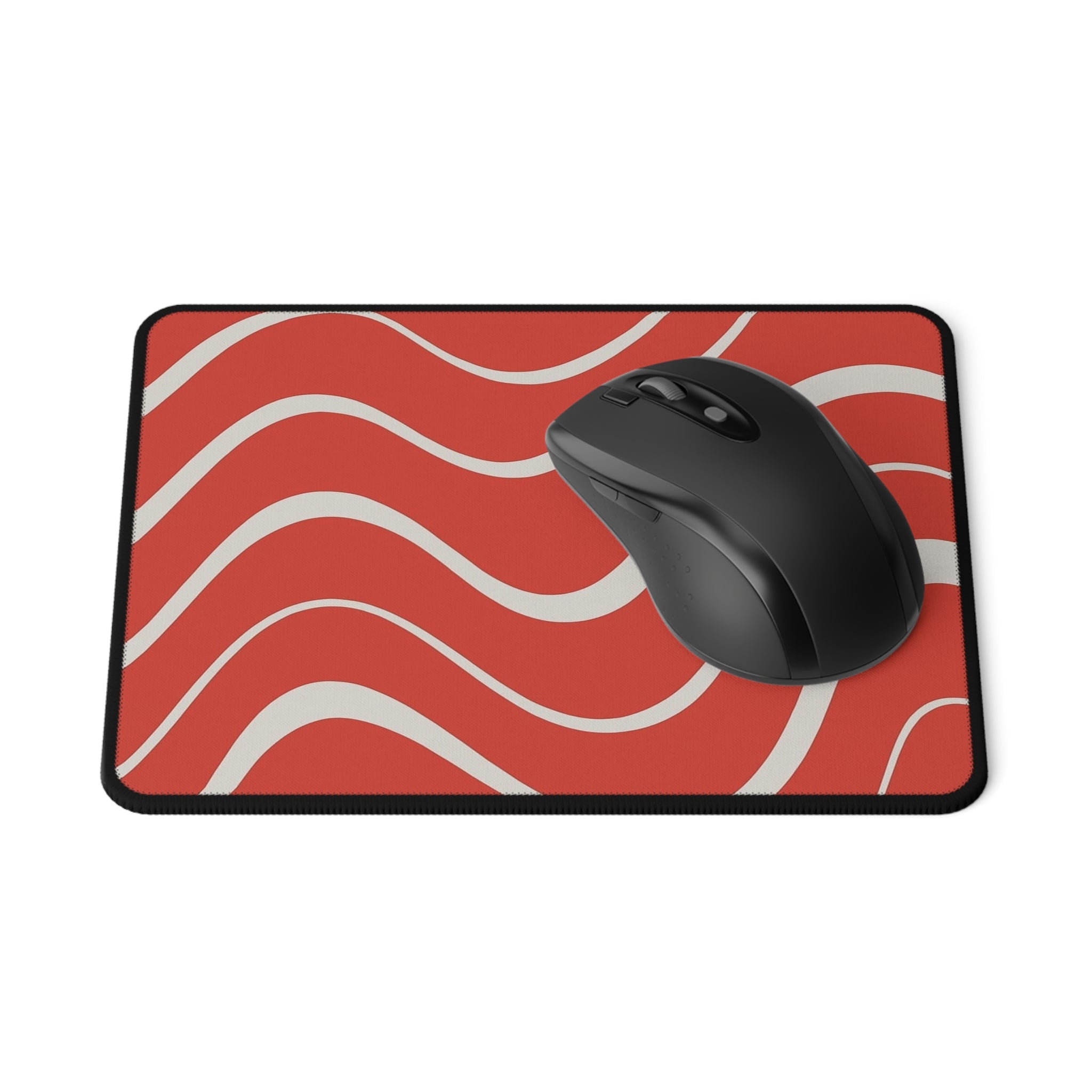 Wavy Red Retro Mouse Pad — Non‑Slip Gaming Desk Mat
