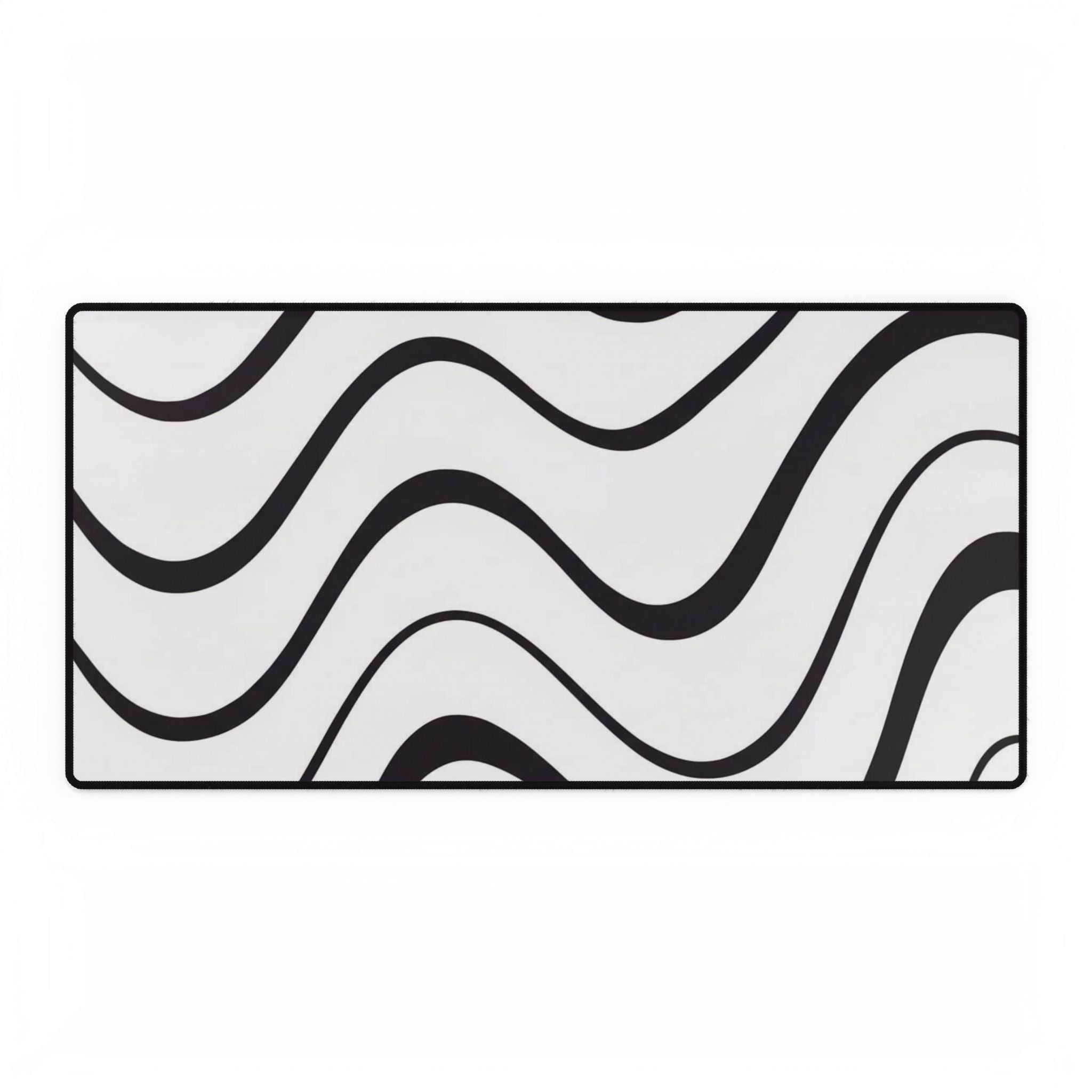 Wavy Lines Desk Mat — Minimal Black & White XXL Mousepad