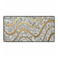 Gold Wave Floral Desk Mat — Elegant Floral Desk Pad with Metallic Wave Accent