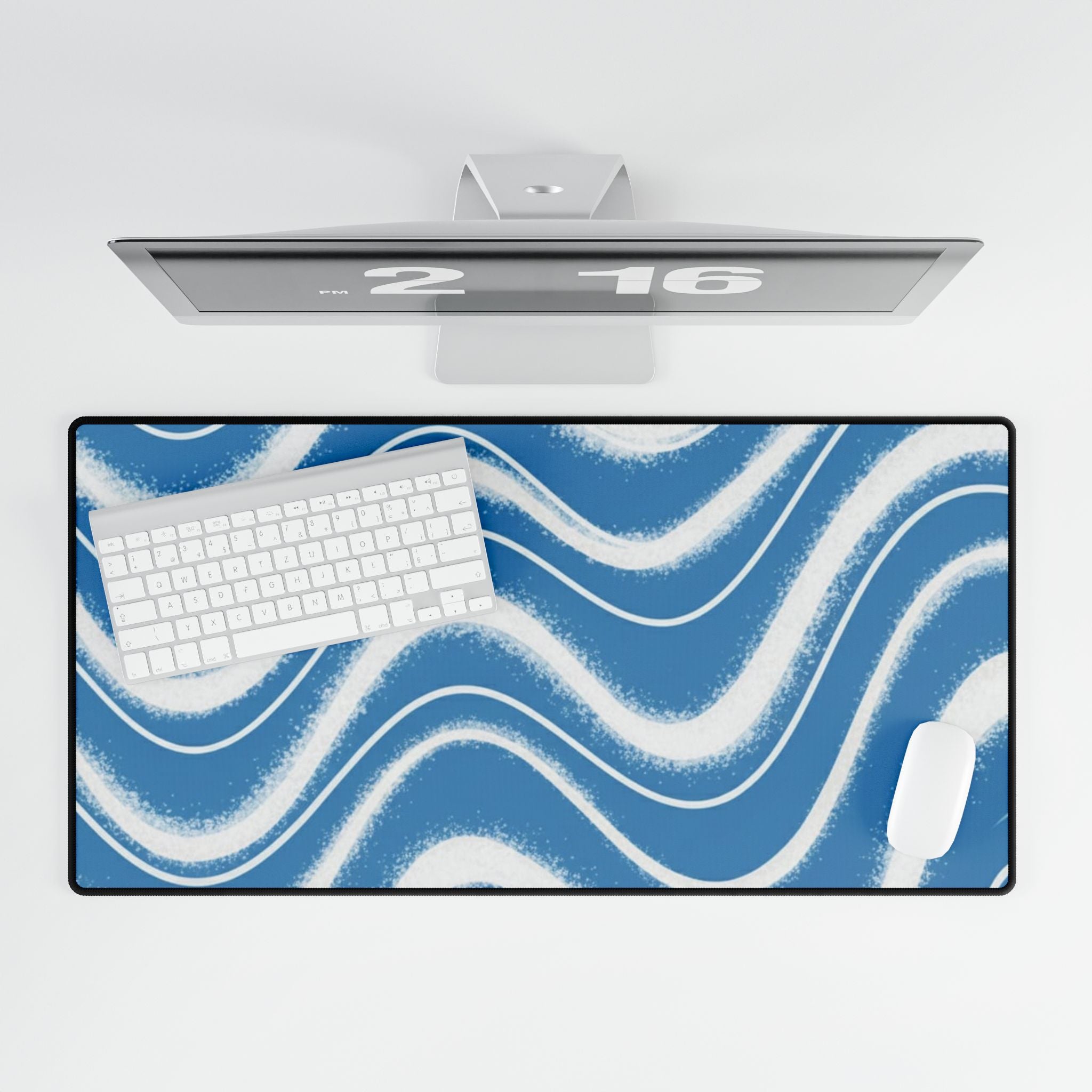 Blue Wave Desk Mat — Ocean Wave Mouse Pad for Office & Gaming