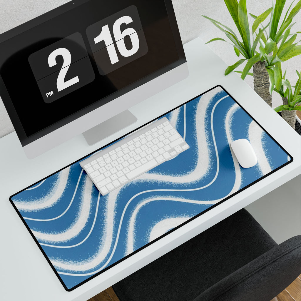 Blue Wave Desk Mat — Ocean Wave Mouse Pad for Office & Gaming