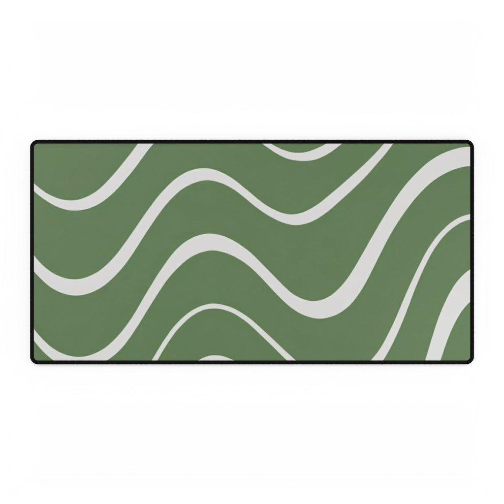 Green Wavy Desk Mat – Large Abstract Mouse Pad for Home Office