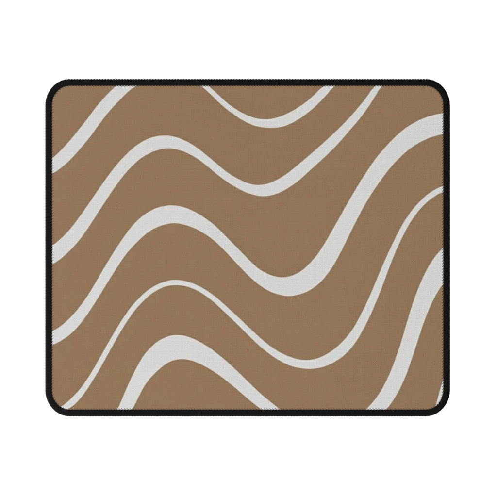 Wavy Brown Retro Mouse Pad — Non‑Slip Gaming Desk Mat