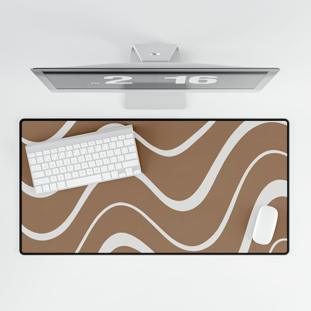 Wavy Brown Minimalist Desk Mat — Large Mousepad Desk Pad