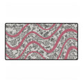 Floral Wave Desk Mat — Pink Ribbon Rose Pattern Extended Mousepad