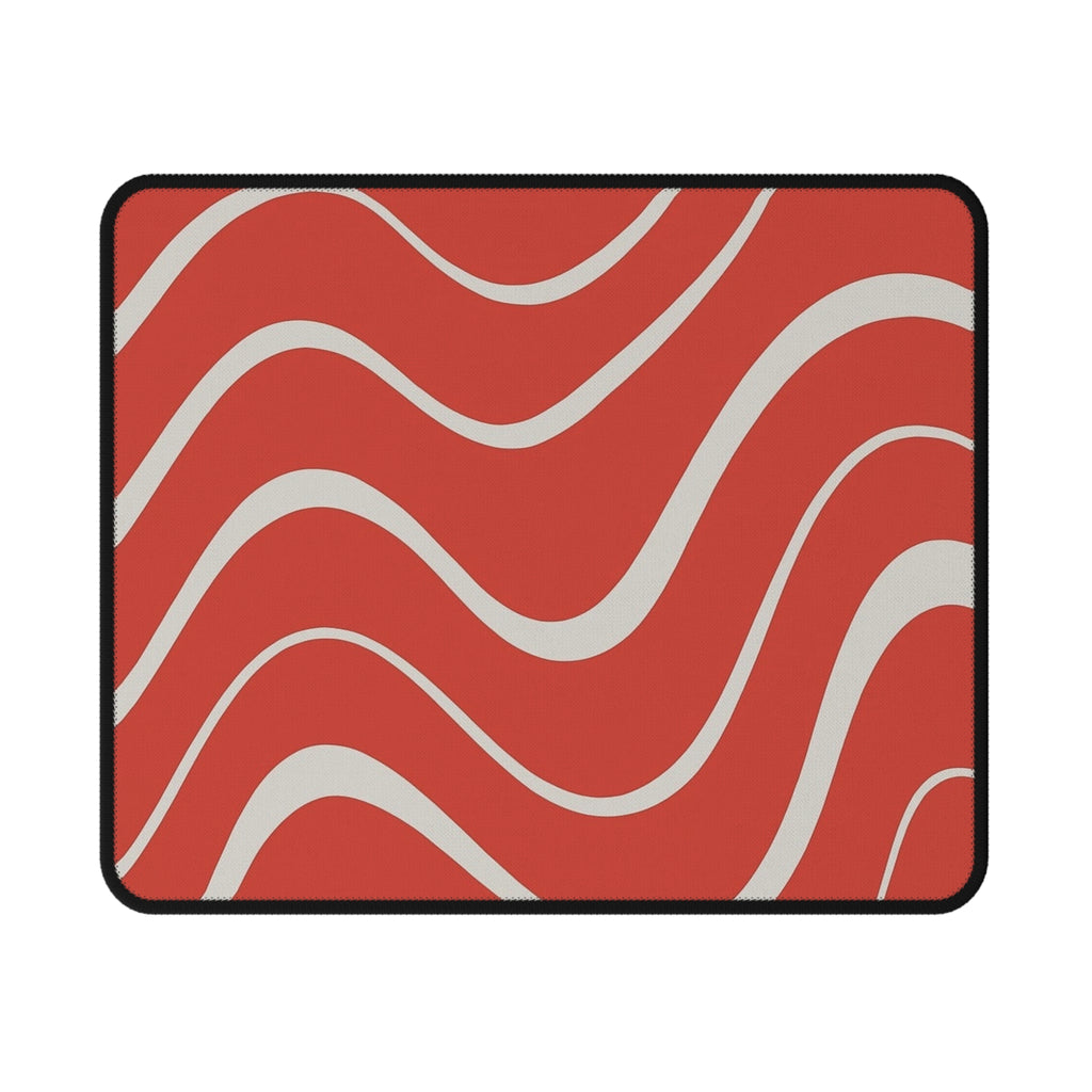 Wavy Red Retro Mouse Pad — Non‑Slip Gaming Desk Mat
